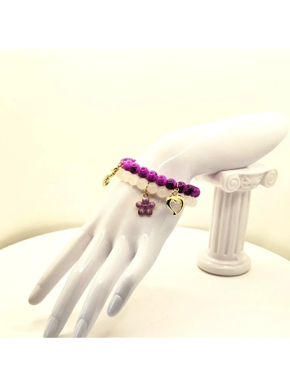 Purple Seahorse Bracelet Stack, Coastal Charm Bracelet Set, Beachy
